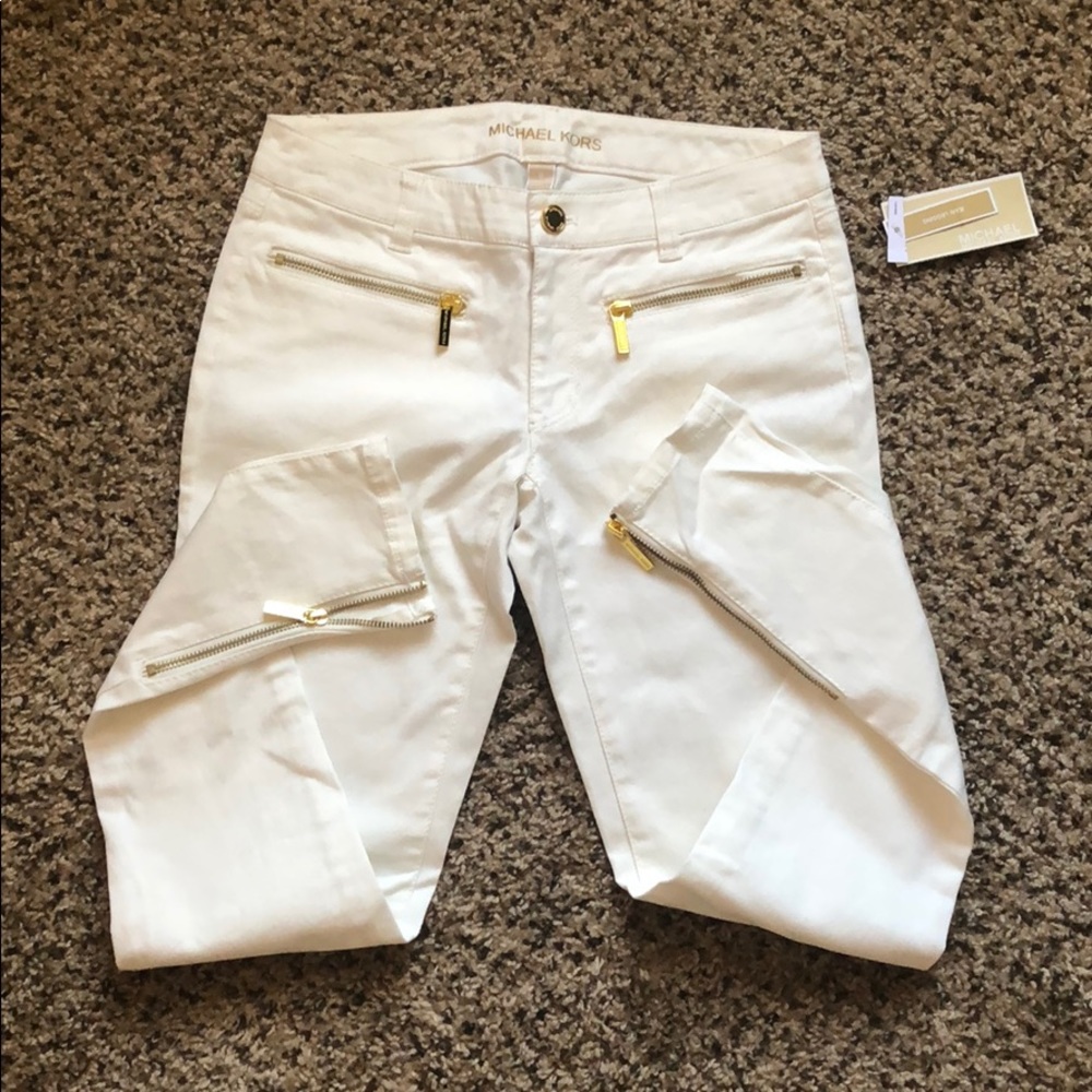 NWT Michael Kors skinny jeans sz 0 in cream white